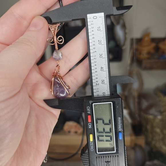 Amethyst Dangle Wire Wrap Crystal Pendant - Picture 3 of 3